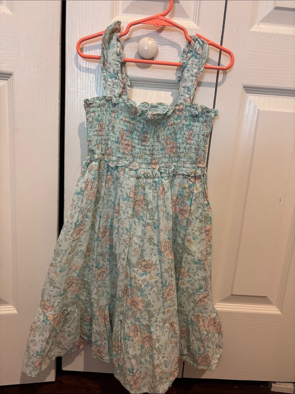Janie and Jack Mint Floral Smocked Sundress with Pink Blossoms